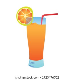 Illustration of lemon and glass, vector illustration
