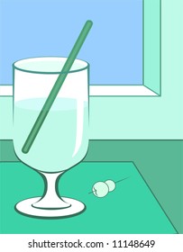 Illustration of lemon juice in a glass	