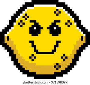 An illustration of a lemon looking evil in an 8-bit cartoon style.