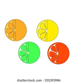 Illustration of lemon, orange, grapefruit, lime