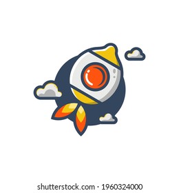 ilustración de cohetes de limón con nube. icono del logotipo del concepto de combinación de limón y cohetes.