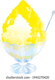 Illustration of the lemon shaved ice in the glass