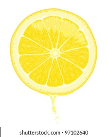 Illustration of a lemon slice with juice dripping