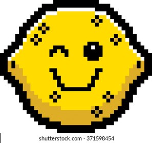 An illustration of a lemon winking in an 8-bit cartoon style.