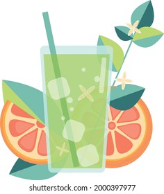  Ilustración, limonada, té helado, cítricos, bebidas frías para un verano caliente