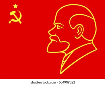 Illustration of the Lenin portrait on USSR flag