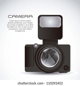 Illustration of lens camera and professional camera isolated on white background, vector illustration