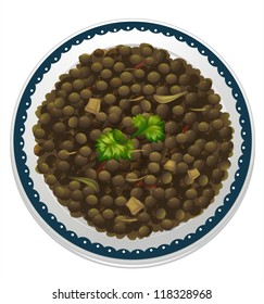Illustration Of A Lentils And A Bowl On A White Background