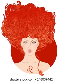 Illustration Leo Astrological Sign Beautiful Girl Stock Vector (Royalty ...