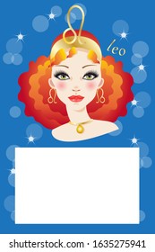 Illustration with leo zodiac sign and white space to write a text