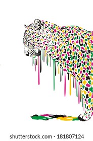 Illustration of leopard in abstract colors melts 