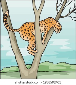 Illustration von Leoparden auf Baum