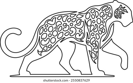 Illustration of a leopard featuring artistic design patterns, showcasing elegance, creativity, and natural inspiration. Ideal for decoration, art projects, and educational materials.