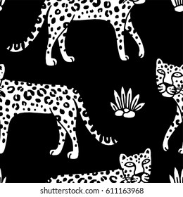 illustration of leopard, graphic vector animal