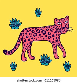 illustration of leopard, graphic vector animal
