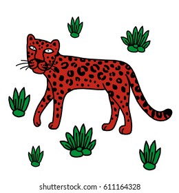 illustration of leopard, graphic vector animal