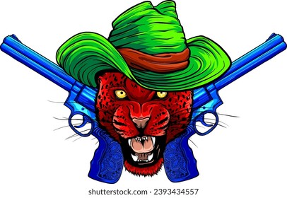 ilustración de leopard con arma sobre fondo blanco