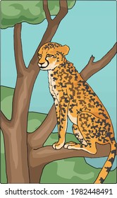 ilustración del leopardo en el árbol