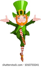 Illustration of a leprechaun dancing a jig