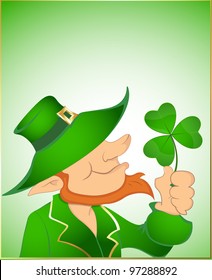 Illustration of Leprechaun with Shamrock