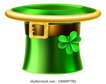 An illustration of a leprechaun St Patricks day shamrock green hat