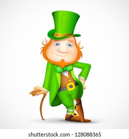 illustration of Leprechaun with walking stick for Saint Patrick's day