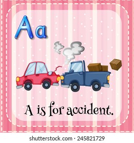 Illustration of a letter A is for accident