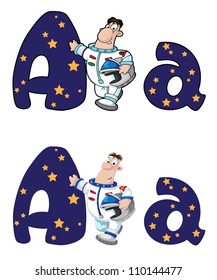 illustration of a letter A astronaut