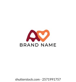 ILLUSTRATION LETTER AV HAND DRAWN SHAPE LOGO ICON FLAT RED ORANGE COLOR TEMPLATE SIMPLE MINIMALIST ELEMENT DESIGN SIMPLE VECTOR GOOD FOR APPS, BRAND 