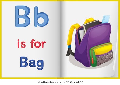 Illustration of the letter B in a book