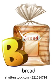 Illustration of a letter B for bread on a white background  