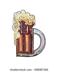 Illustration of letter "B" in the form of mug of beer