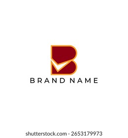 LETRA B ÍCONE DE LOGOTIPO GEOMÉTRICO LARANJA VERMELHO PLANO COR MODELO ELEMENTO MINIMALISTA SIMPLES DESIGN VETOR SIMPLES BOM PARA APLICATIVOS, MARCA 