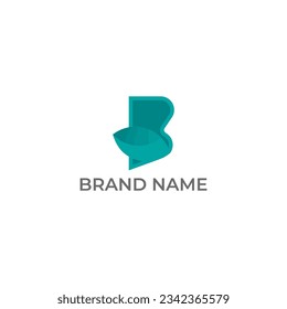 CARTA ILUSTRATIVA B CON LOGOTIPO GEOMÉTRICO DE HOJA CON PLANTILLA COLORIDA DE LA PLANTILLA SIMPLE DISEÑO DE ELEMENTOS MINIMALISTAS BUENO PARA APLICACIONES, MARCA 