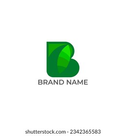 ILLUSTRATION LETTER B WITH LEAF GEOMETRIC LOGO ICON COLORFUL TEMPLATE SIMPLE MINIMALIST ELEMENT DESIGN VECTOR GOOD FOR APPS, BRAND 