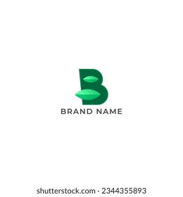 BILDSCHIRM B MIT LEAF GEOMETRISCHEM LOGO SYMBOL GRÜNE FARBENE VORLAGE EINFACHE MINIMALISTISCHE DESIGING-ELEMENTE EINFACHER VEKTORGUT FÜR APPS, MARKE 