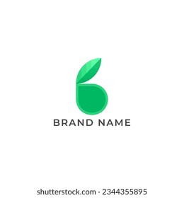 ILLUSTRATION LETTER B WITH LEAF GEOMETRIC LOGO ICON GREEN COLOR TEMPLATE SIMPLE MINIMALIST DESIGN ELEMENT SIMPLE VECTOR GOOD FOR APPS, BRAND 