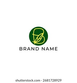 ILLUSTRATION LETTER B WITH LEAF GEOMETRIC LOGO ICON GREEN PASTEL COLOR TEMPLATE SIMPLE MINIMALIST DESIGN ELEMENT SIMPLE VECTOR GOOD FOR APPS, BRAND 