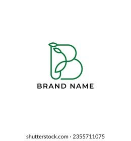 ABBILDSCHIRM B-LINIE MIT LEAF-GEOMETRIC-LOGO-SYMBOL GRÖNEE FARBTEMPLATE EINFACHES MINIMALISTISCHES DESIGN-ELEMENT EINFACHER VEKTORGUT FÜR APPS, MARKE, 