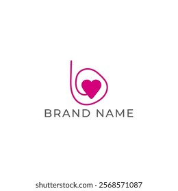 ILLUSTRATION LETTER B WITH LOVE HAND DRAWNLOGO ICON PINK COLOR TEMPLATE SIMPLE MINIMALIST ELEMENT DESIGN SIMPLE VECTOR GOOD FOR APPS, BRAND 