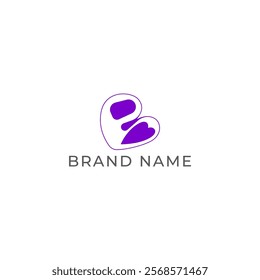 ILLUSTRATION LETTER B WITH LOVE HAND DRAWNLOGO ICON PURPLE COLOR TEMPLATE SIMPLE MINIMALIST ELEMENT DESIGN SIMPLE VECTOR GOOD FOR APPS, BRAND 