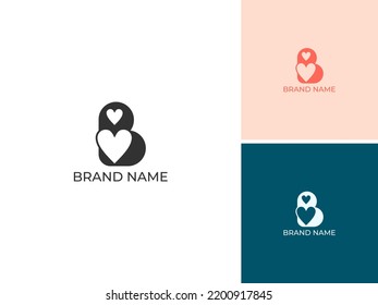 ILLUSTRATION LETTER B WITH LOVE MODERN LOGO ICON DESIGN VECTOR