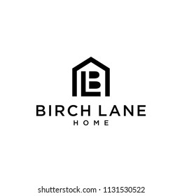 Illustration letter BL negative space in house real estate logo design