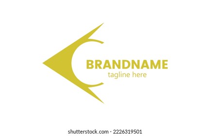 Illustration of letter C with arrow. Initial letter c logo template, vector icon design.