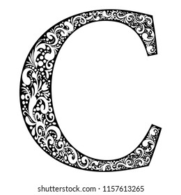 Zentangle Stylized Alphabet Letter C Doodle Stock Vector Royalty