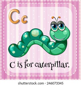 Illustration of a letter C is for caterpillar