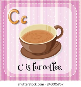 Illustration of a letter C is for coffee