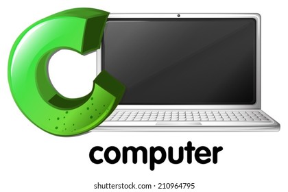 Illustration of a letter C for computer on a white background