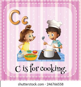 Illustration of a letter C is for cooking