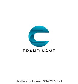 LETRA DE ILUSTRACIÓN C COLOR AZUL GRADIENTE TECNOLOGÍA DE LOGOTIPO GEOMÉTRICO VECTOR DE LA PLANTILLA DE ELEMENTO DE DISEÑO